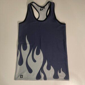 X-Small Women's Roller Derby Tank Top - Purple/Blue with Grey Flames